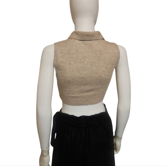 REFORMATION | Sleeveless Cashmere Crop Top in Camel ~ Size XS - Picture 4 of 7